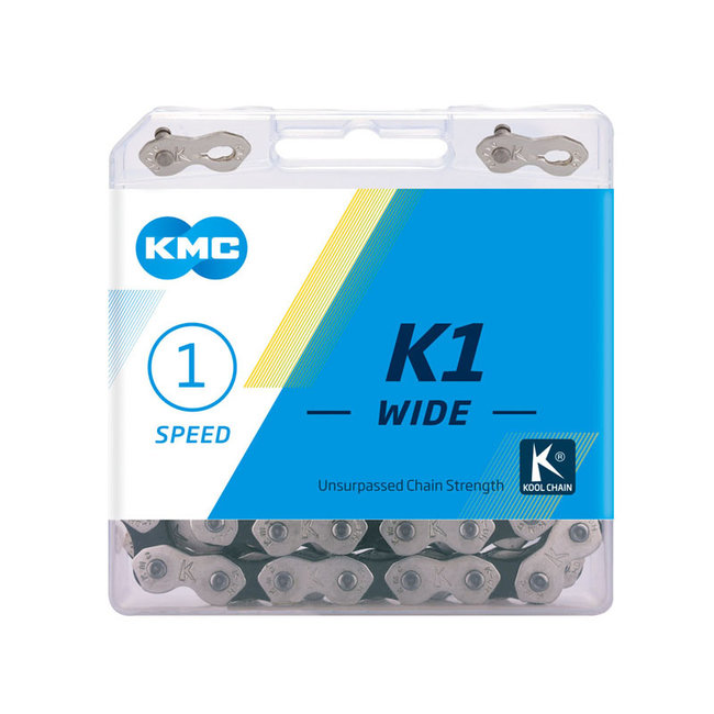 KMC K1 Wide Single-Speed Chain 1/8" Silver/ Black (formerly K710 KoolChain)