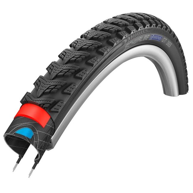 Schwalbe Marathon 365 Tire, Black With Reflective Strip, Green Guard, Addix 4-Season Wire