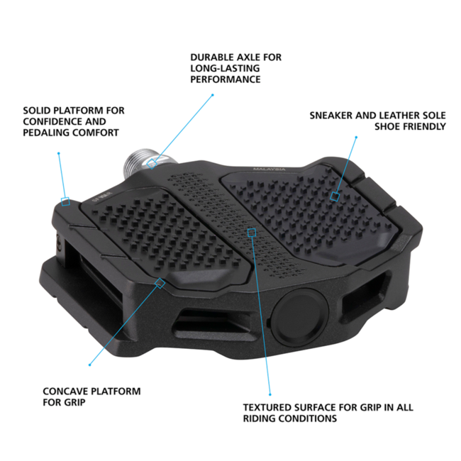 Shimano Urban Flat Pedal PD-EF205 Black with Friction Plate for Leather Shoes