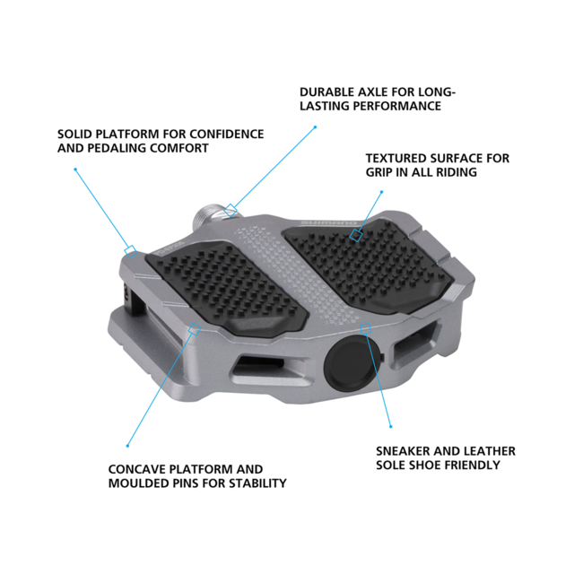 Shimano Urban Flat Pedal PD-EF205 Silver with Friction Plate for Leather Shoes