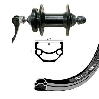 700c (622) Rear Wheel WTB DX18 36h Black MSW/ 6-Bolt Disc QR x 135mm Freewheel