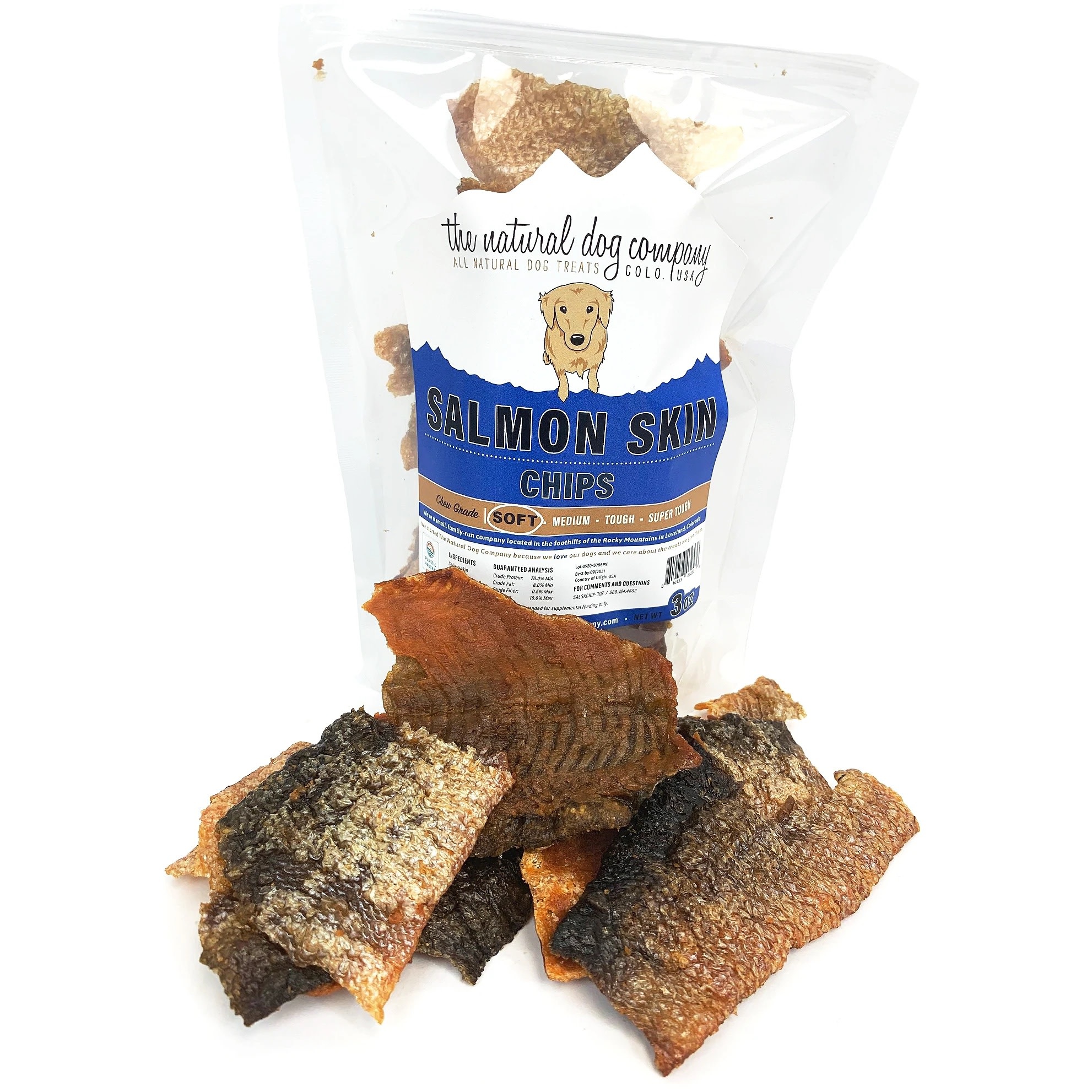 Tuesdays Natural Dog Company Salmon Skin Chips 3 oz - The K9 Shop