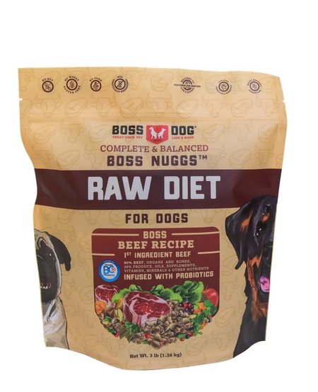 Boss Dog Complete Raw Frozen Beef Diet Nuggs 3lb