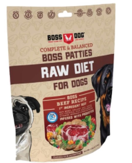 Boss Dog Complete Raw Frozen Beef Diet Patties 6lb