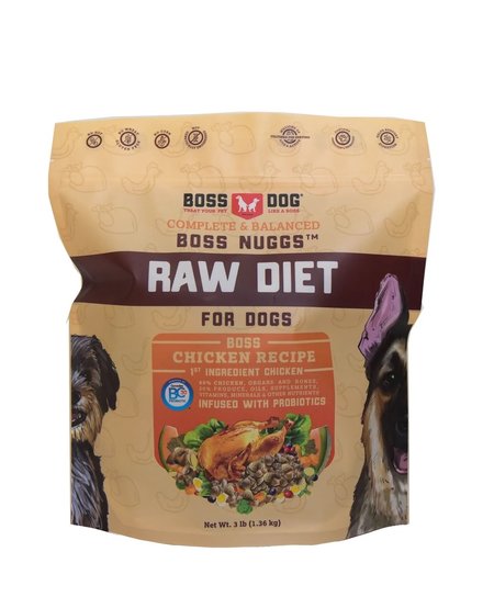 Boss Dog Complete Raw Frozen Chicken Diet Nuggs 3lb