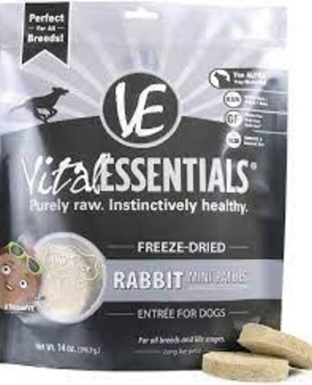 Vital Essentials Freeze-Dried Rabbit Dinner Patties Dog Food, 14 oz