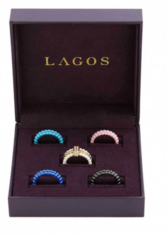 LAGOS Caviar Gold Diamond Stacking Ring Set