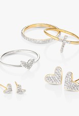 KENDRA SCOTT Heart 14k Yellow Gold Stud Earrings In White Diamonds