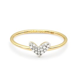 KENDRA SCOTT Heart 14k Yellow Gold Band Ring in White Diamonds