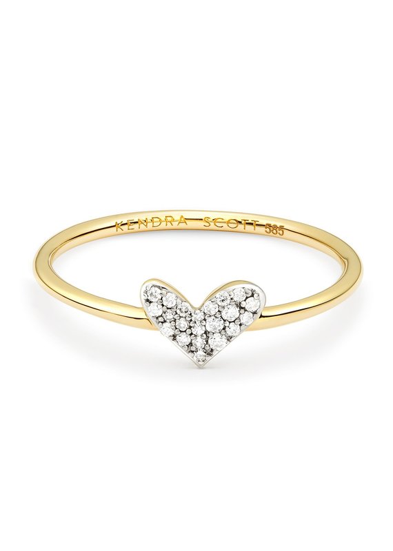 KENDRA SCOTT Heart 14k Yellow Gold Band Ring in White Diamonds