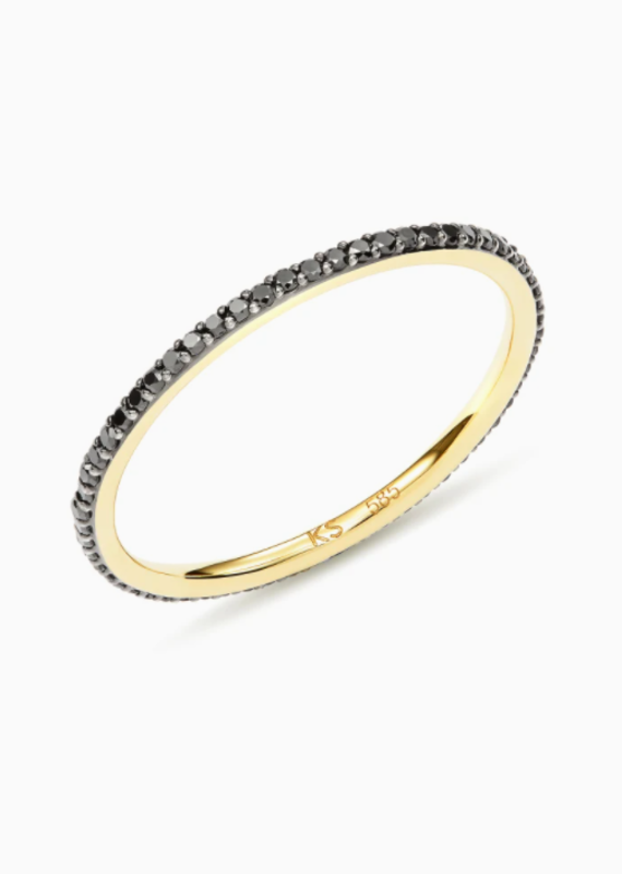 KENDRA SCOTT Angelina 14K Yellow Gold Band Ring in Pave Diamonds