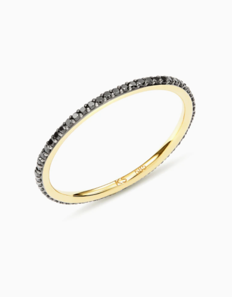 KENDRA SCOTT Angelina 14K Yellow Gold Band Ring in Pave Diamonds