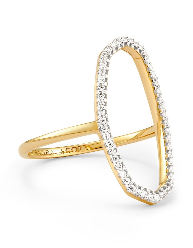 KENDRA SCOTT Dani 14K Yellow Gold Open Ring in Pave Diamonds