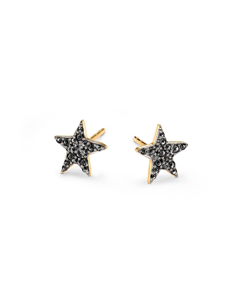 KENDRA SCOTT Star 14k Yellow Gold Stud Earrings In Pave Diamonds