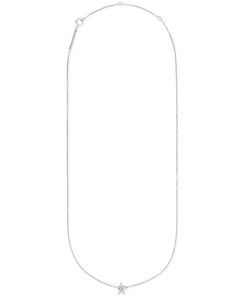 KENDRA SCOTT Star 14k White Gold Pendant Necklace In Pave Diamonds