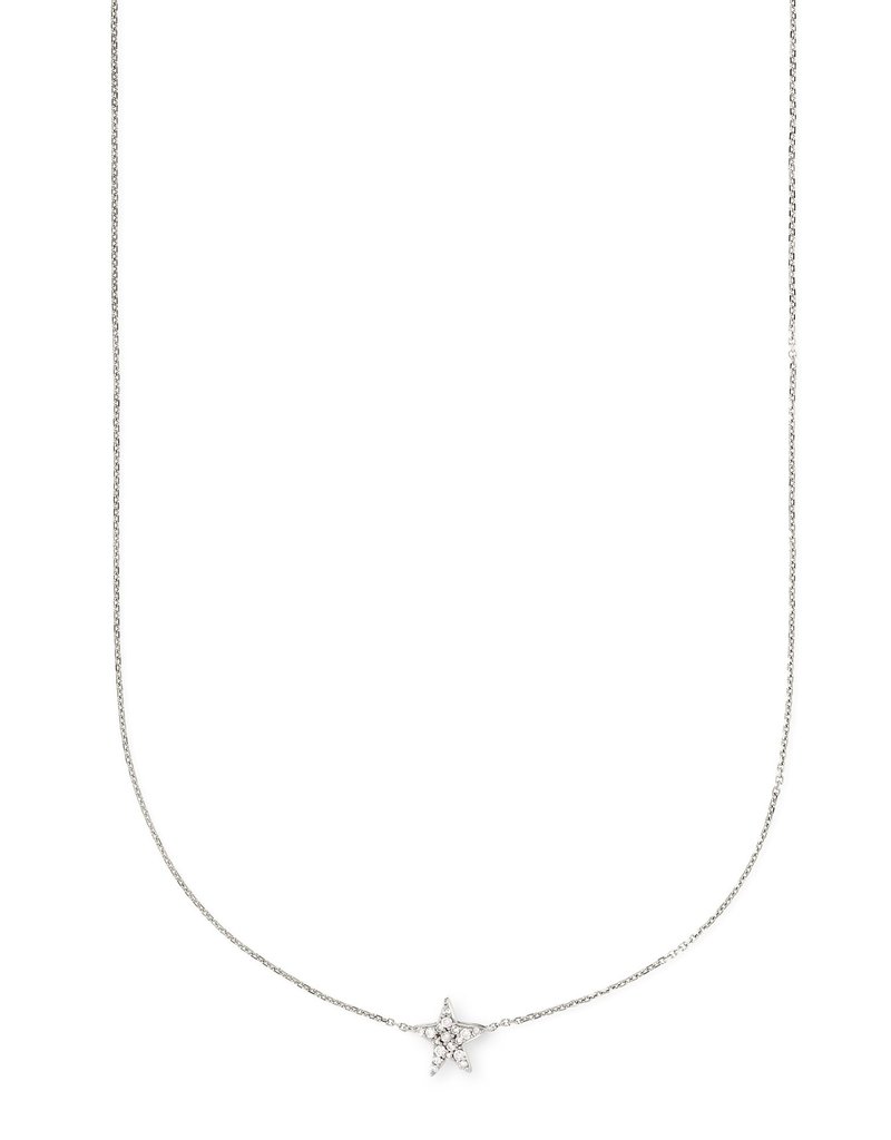 KENDRA SCOTT Star 14k White Gold Pendant Necklace In Pave Diamonds