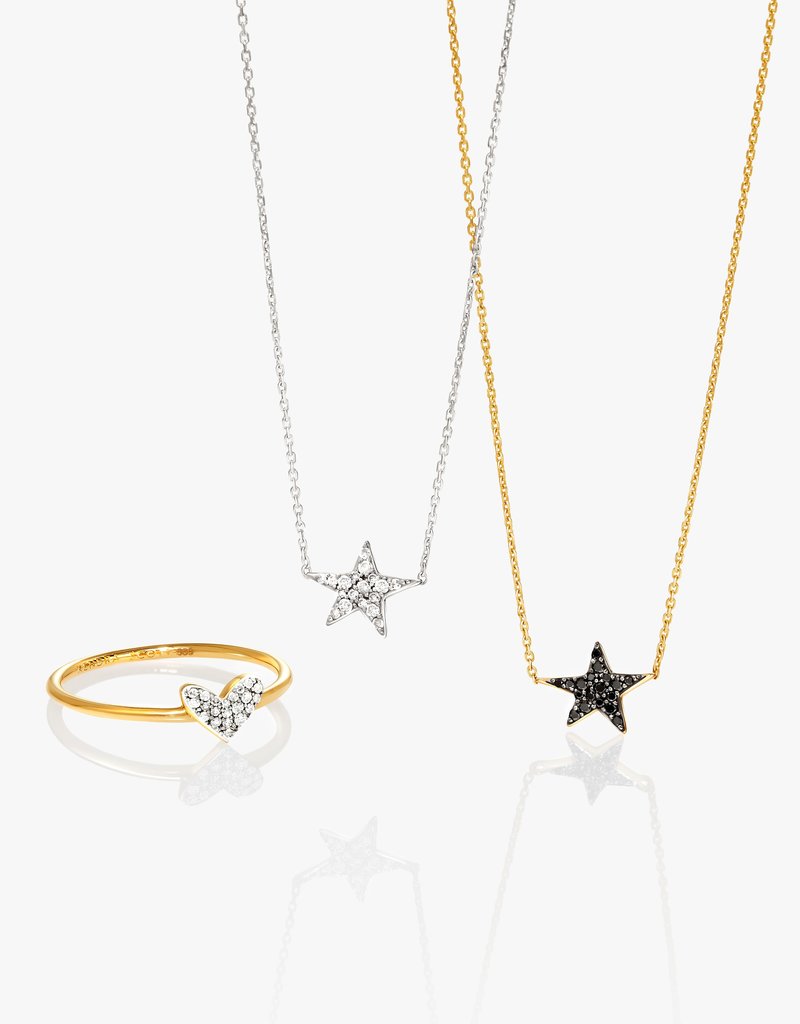 KENDRA SCOTT Star 14k White Gold Pendant Necklace In Pave Diamonds