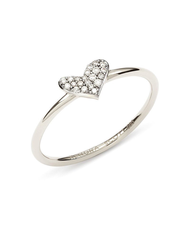 KENDRA SCOTT Heart 14k White Gold Band Ring in White Diamonds