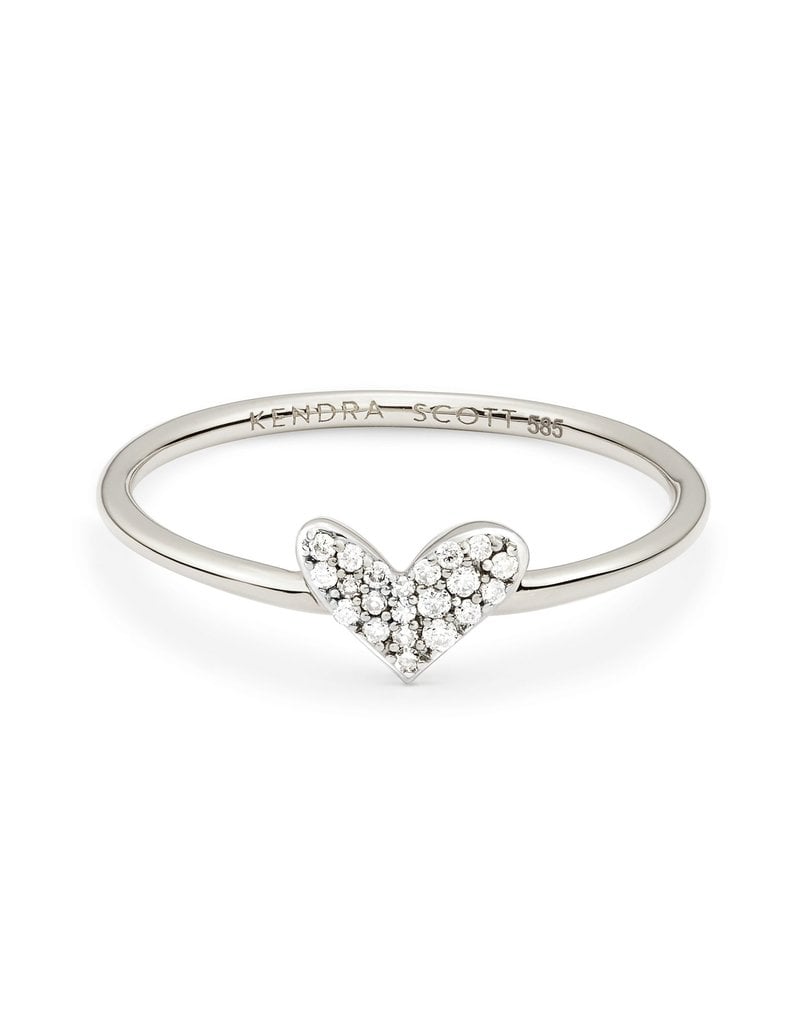 KENDRA SCOTT Heart 14k White Gold Band Ring in White Diamonds