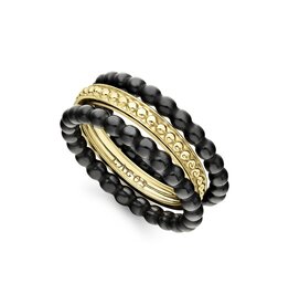 LAGOS Black Caviar Stacking Ring Set