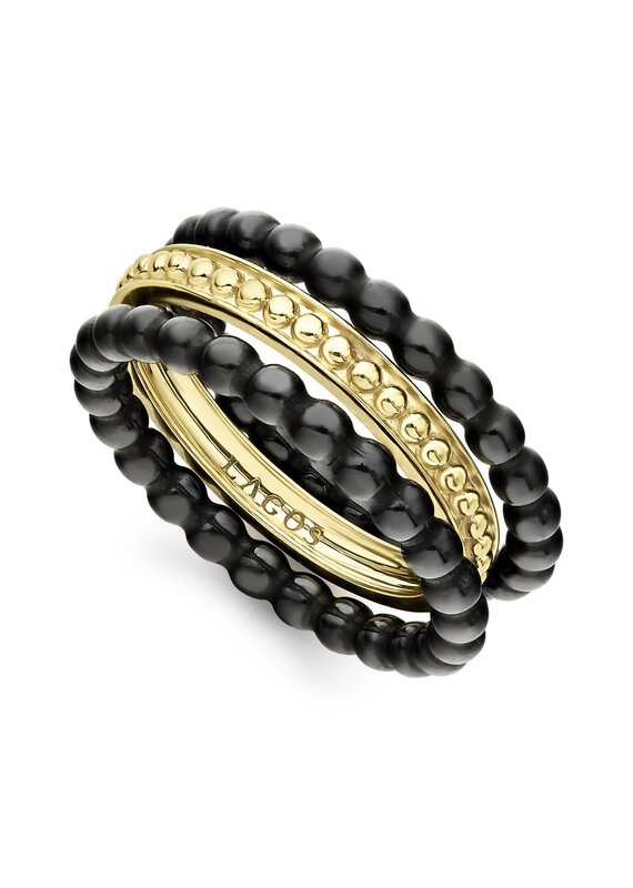 LAGOS Black Caviar Stacking Ring Set