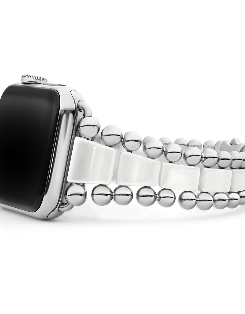 LAGOS Smart Caviar White Ceramic and Stainless Steel Watch Bracelet