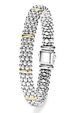 LAGOS Signature Caviar 9mm Silver Braceler w/ Gold Bars
