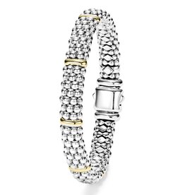 LAGOS Signature Caviar 9mm Silver Braceler w/ Gold Bars