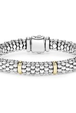 LAGOS Signature Caviar 9mm Silver Braceler w/ Gold Bars