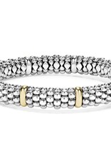 LAGOS Signature Caviar 9mm Silver Braceler w/ Gold Bars