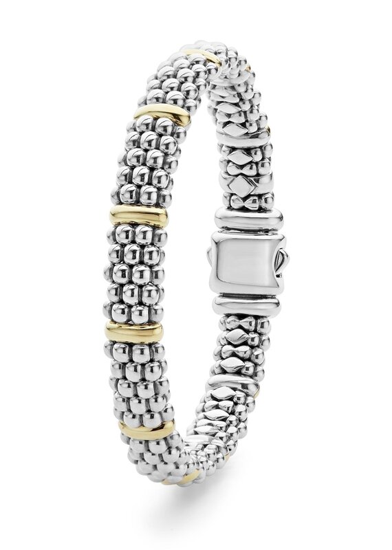 LAGOS Signature Caviar 9mm Beaded Bracelet w/ Gold Bars