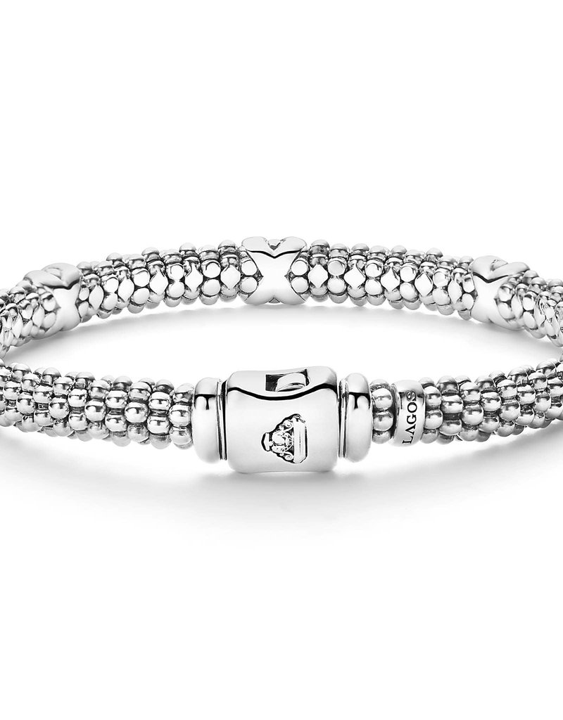 LAGOS Signature Caviar 6mm Beaded Bracelet w/ Silver Xs