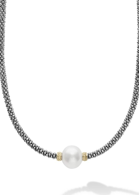LAGOS Luna Pearl Necklace on 3mm Rope Necklace
