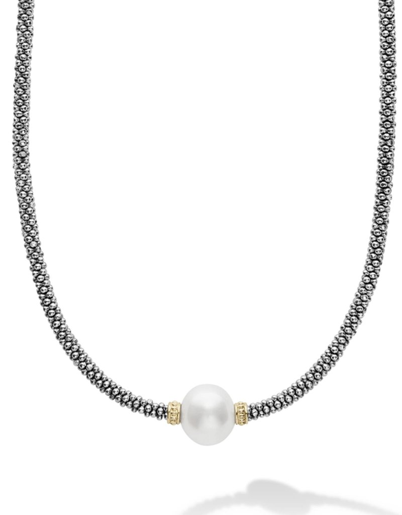 LAGOS Luna Pearl Necklace on 3mm Rope Necklace