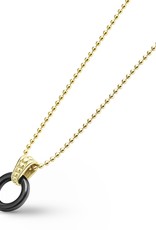 LAGOS Gold & Black Caviar Ceramic 18K Circle Pendant Necklace