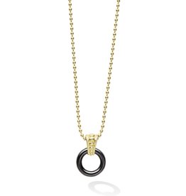 LAGOS Gold & Black Caviar Ceramic 18K Circle Pendant Necklace