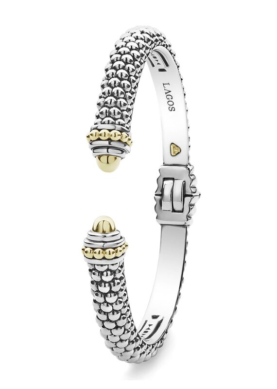 LAGOS Signature Caviar Gold Tip 8mm Cuff Bracelet