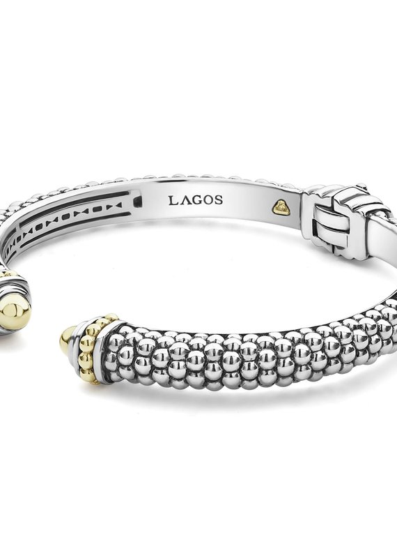 LAGOS Signature Caviar Gold Tip 8mm Cuff Bracelet