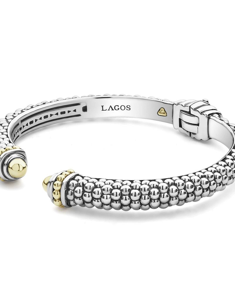 LAGOS Signature Caviar Gold Tip 8mm Cuff Bracelet