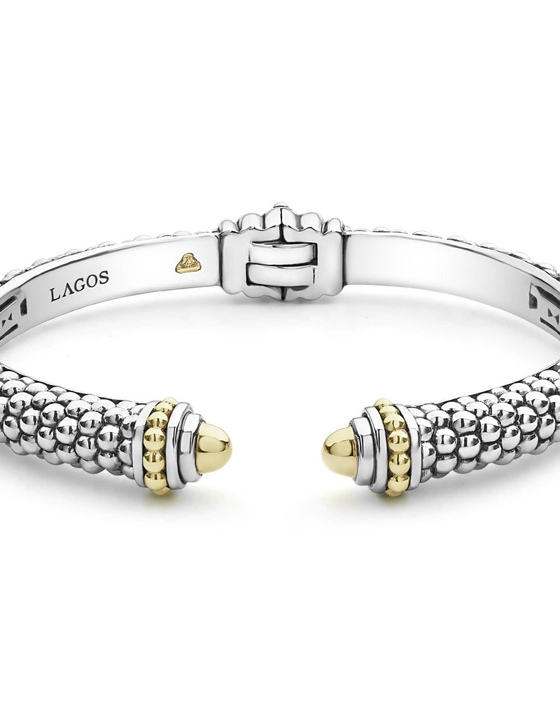 LAGOS Signature Caviar Gold Tip 8mm Cuff Bracelet