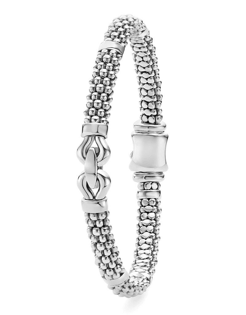 LAGOS Derby 6mm Silver Caviar Buckle Bracelet