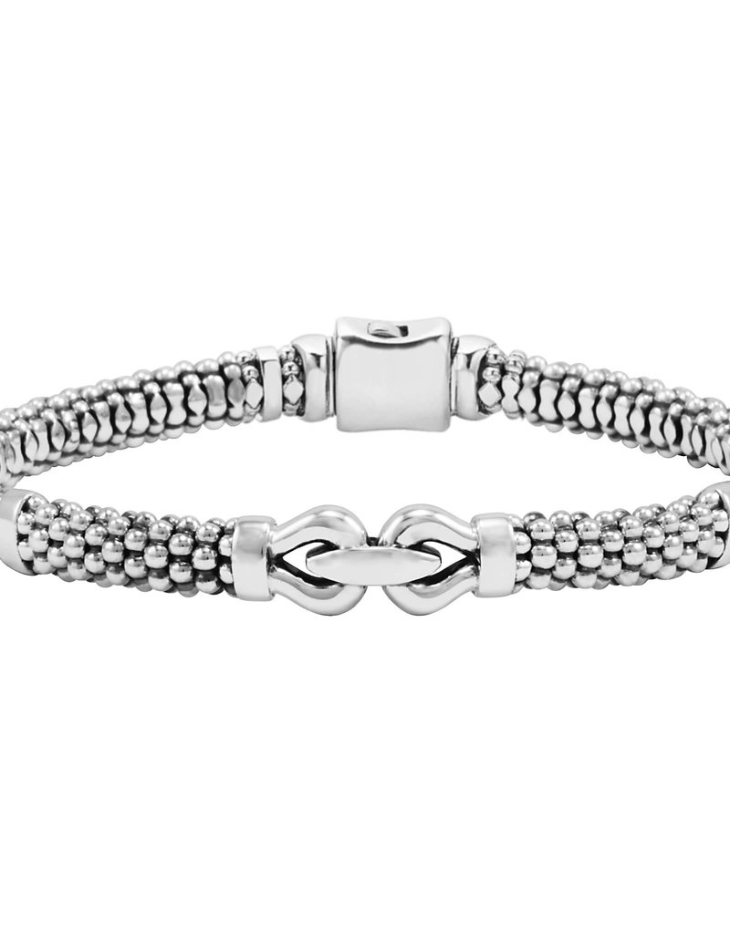 LAGOS Derby 6mm Silver Caviar Buckle Bracelet