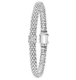 LAGOS Embrace Diamond Silver X 6mm Beaded Bracelet