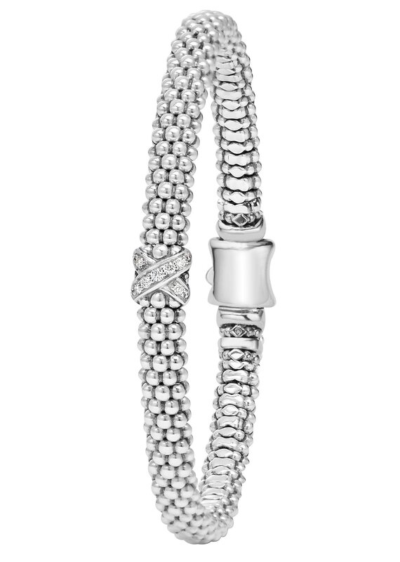 LAGOS Embrace Diamond Silver X 6mm Beaded Bracelet