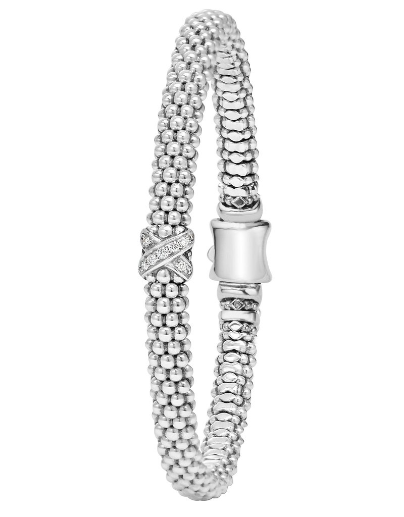 LAGOS Caviar Lux Diamond Silver X 6mm Beaded Bracelet