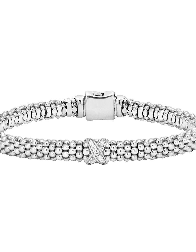 Embrace Diamond Silver X 6mm Beaded Bracelet