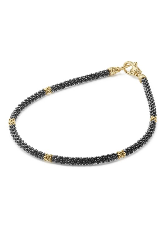 LAGOS Black Caviar Five Gold Station Thin Ceramic Bracelet