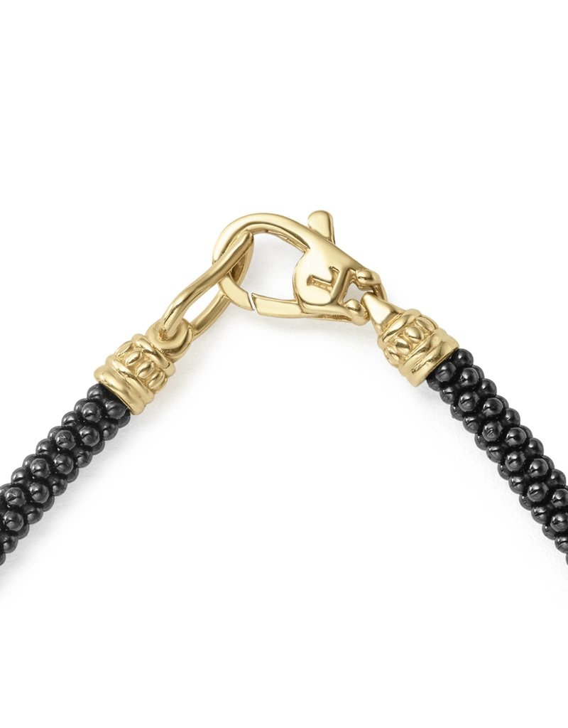 LAGOS Black Caviar Five Gold Station Thin Ceramic Bracelet