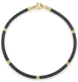 LAGOS Black Caviar Five Gold Station Thin Ceramic Bracelet