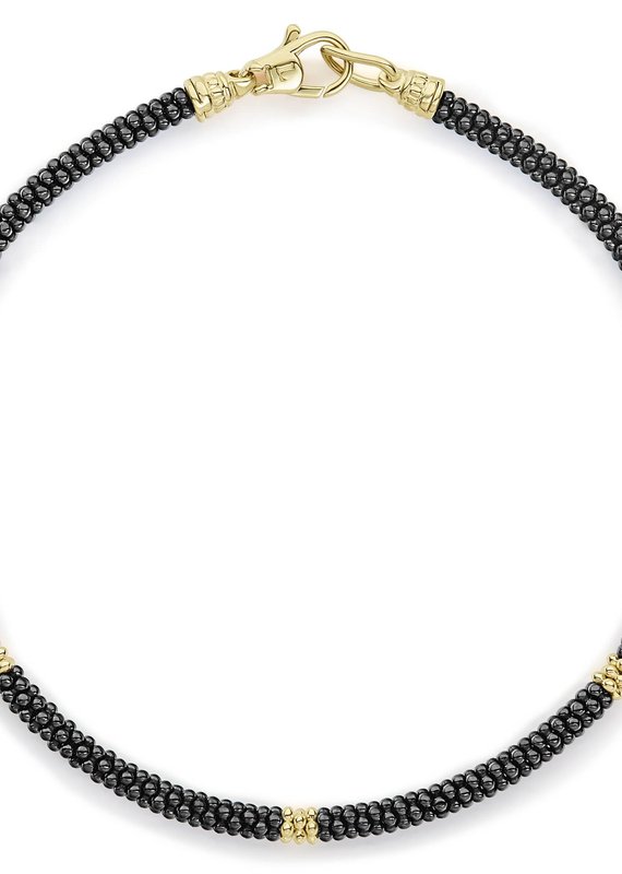 LAGOS Black Caviar Five Gold Station Thin Ceramic Bracelet